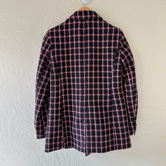 RACHEL ZOE | Pink Black Double-Breasted Check Wool Blend Blazer NEW Size Small - Picture 13 of 14